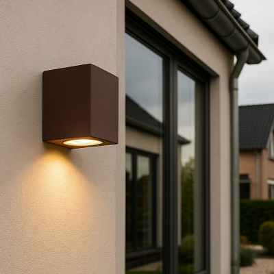 Modern outdoor light rust coloured, Corella, IP44