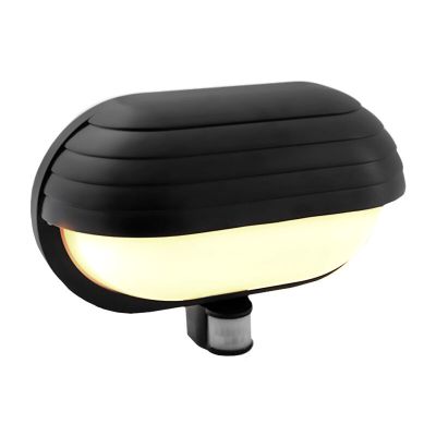 Plastic outdoor wall light with motion sensor black, Killian, IP44