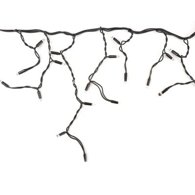 8M linkable icicle light, Black cord, IP67, 50 cm high - Warm white