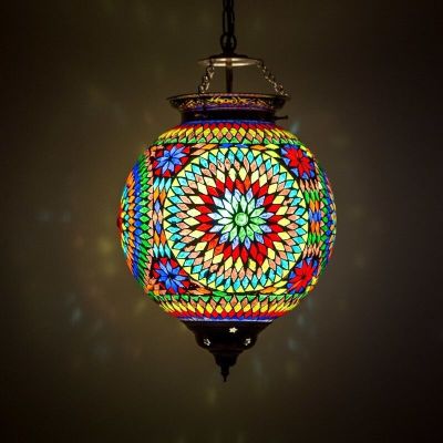 Multicoloured oriental pendant light mosaic, Aziza