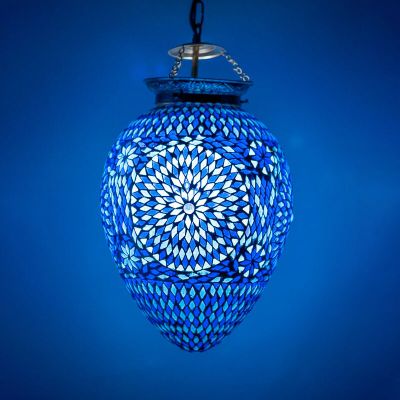 Blue oriental pendant light mosaic, Isa