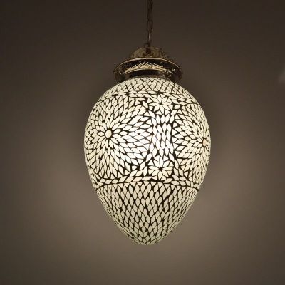 White oriental pendant light mosaic, Isa