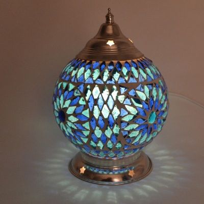 Blue oriental table lamp mosaic, Sabri