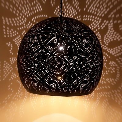 Black oriental pendant light filigree, Alyssa
