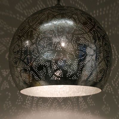 Silver oriental pendant light filigree, Alyssa