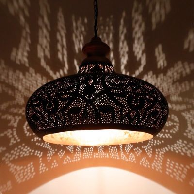 Black oriental pendant light filigree, Zina