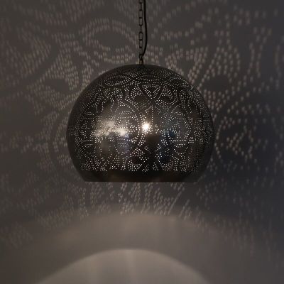 Silver oriental pendant light filigree, Kenza