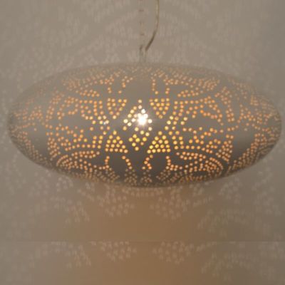 White oriental pendant light filigree, Zina