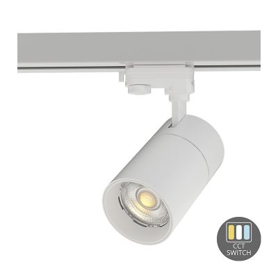 White 3-phase track spotlight Rozina, 10W, white switch, dimmable, Pro
