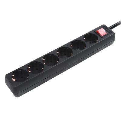 6-way power strip with switch 3 metres, black
