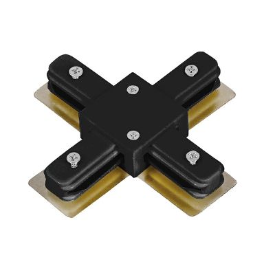 X shaped connector for single phase track lighting, black