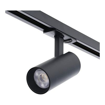 Black 1 phase track lighting spotlight aluminium, Enno, 10W, white switch LED