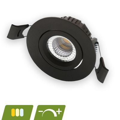 Black mini recessed downlight aluminium, Phyllis, 5W, white switch LED, IP65
