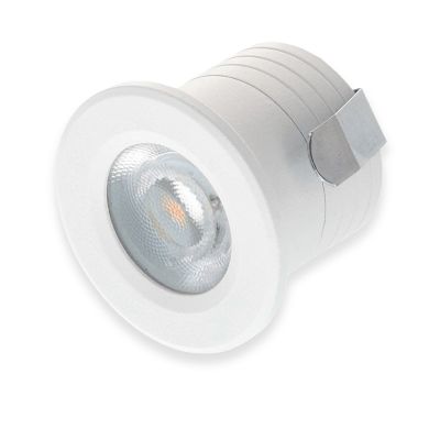 White mini recessed downlight aluminium, Philomena, 2W, 3000K LED, IP44