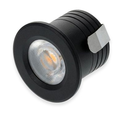 Black mini recessed downlight aluminium, Philomena, 2W, 3000K LED, IP44