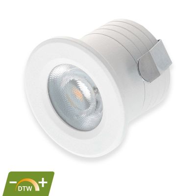 White mini recessed downlight aluminium, Philomena, 2W, dim to warm LED, IP44