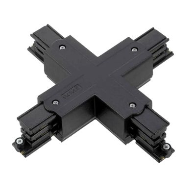 X-shape connector for 3-phase track lighting, black, Pro