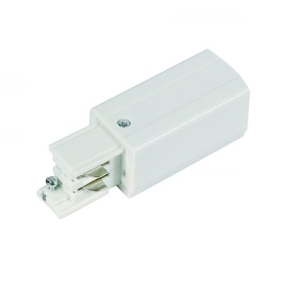 Power connector for 3-phase track lighting, left, white, Pro