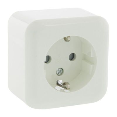 Exin Exo socket, surface-mounted, single, Schuko earth, polar white