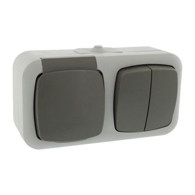 Q-Link Combination socket and switch, Splash-proof series Protective earth