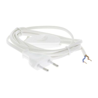 Q-Link connection cable max 1200w 2 x 0.75 mm. 1.8 m white with switch
