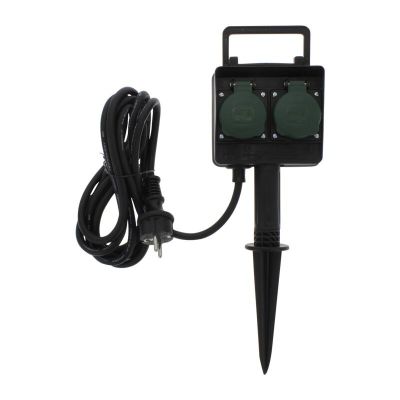 Exin 2-way prick socket with safety earth, 3 m