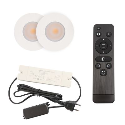 2 white porch spotlights Dico, IP65, with connection set and remote control