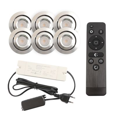 6 adjustable porch spotlights Rona, IP44, with connection set and remote control, chrome