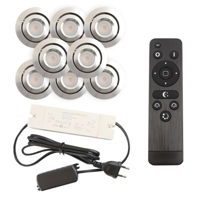 8 adjustable porch spotlights Rona, IP44, with connection set and remote control, chrome