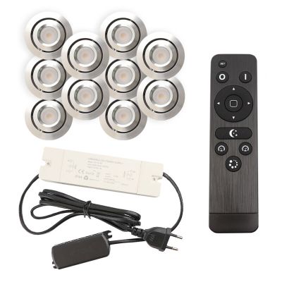 10 adjustable porch spotlights Rona, IP44, with connection set and remote control, chrome