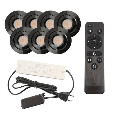 7 adjustable porch spotlights Rona, IP44, with connection set and remote control, black