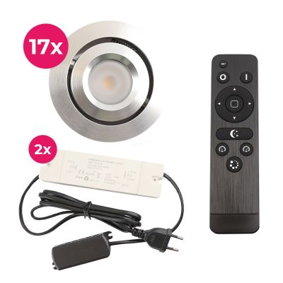17 adjustable porch spotlights Rona, IP44, with connection set and remote control, chrome