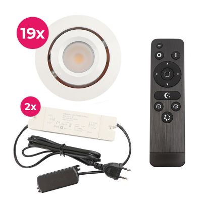 19 adjustable porch spotlights Rona, IP44, with connection set and remote control, white