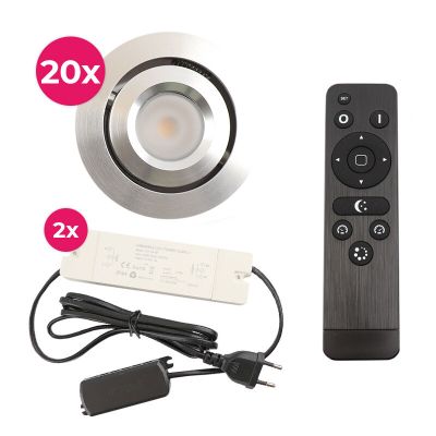 20 adjustable porch spotlights Rona, IP44, with connection set and remote control, chrome