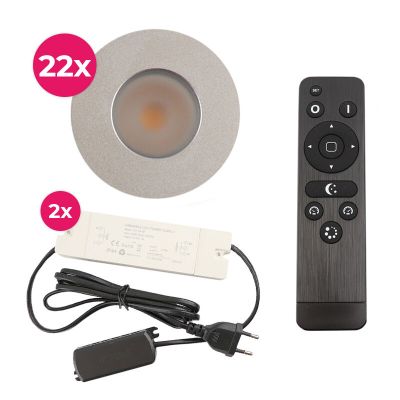 22 chrome porch spotlights Dico, IP65, with connection set and remote control