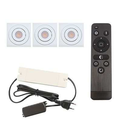 3 adjustable porch spotlights Rona square, IP44, with connection set and remote control, white