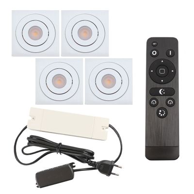 4 adjustable porch spotlights Rona square, IP44, with connection set and remote control, white