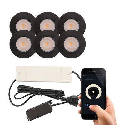 6 black smart porch spotlights Dico, IP65, with connection set