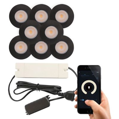 8 black smart porch spotlights Dico, IP65, with connection set