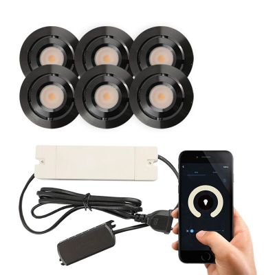 6 adjustable smart porch spotlights Rona, IP44, with connection set, black
