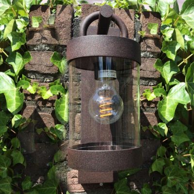 Rust Coloured outdoor wall light with dusk to dawn sensor rustic, Sambesi, IP44