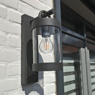Anthracite outdoor wall light with dusk to dawn sensor rustic, Sambesi, IP44