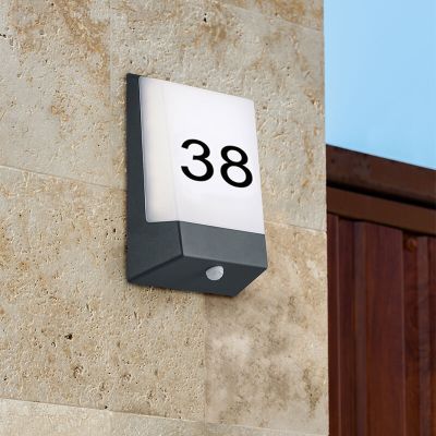Black outdoor wall light with dusk to dawn sensor modern, Bernadette, 9W, 3000K LED, IP54