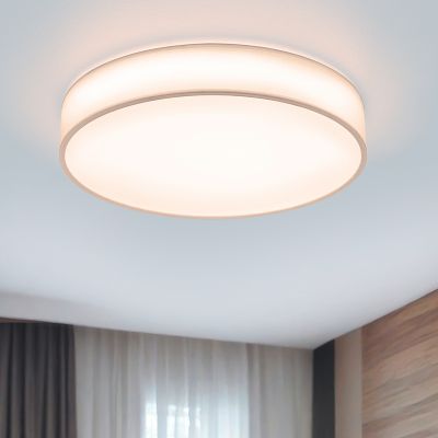 White flush ceiling light fabric, Winnie, 40W, warm to cold white adjustable LED, with remote control