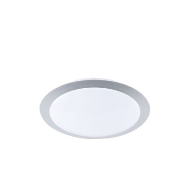 Silver flush ceiling light plastic, Ramsgate, 9W, 3000K LED