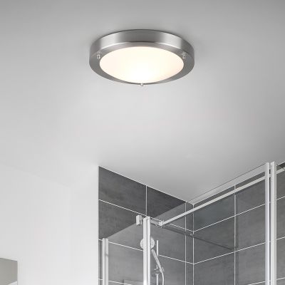 Nickel bathroom ceiling light glass, Hadleigh, IP44
