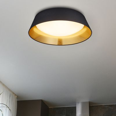 Black flush ceiling light modern, Gjern, 18W, 3000K LED