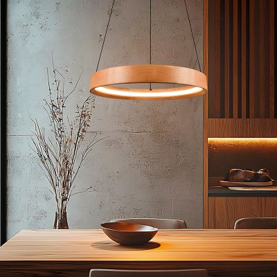 Modern pendant light wood, Nassima, 28W, 3000K LED, 3-step dimmable