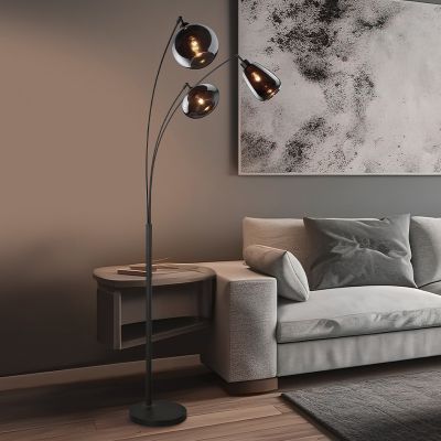 Black arc floor lamp modern, Ervin