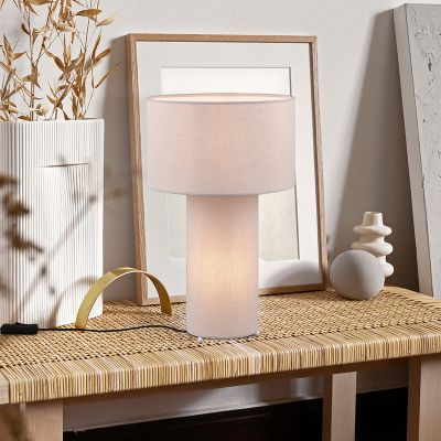 Grey table lamp fabric, Denilson, with switch